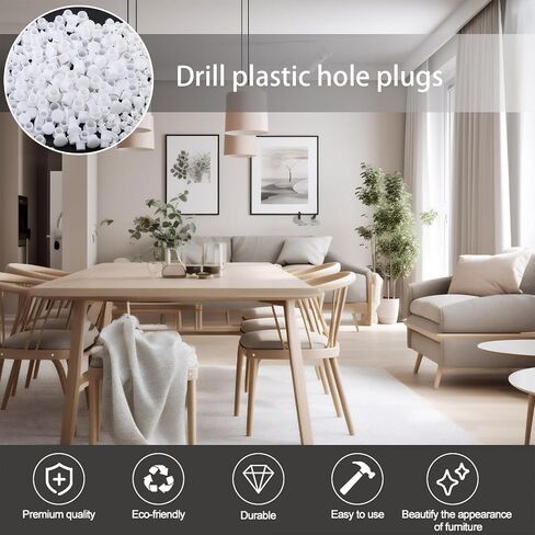 300 PCS Plastic Hole Plugs White Assorted 3/16, 5/16, 3/8 Inch Round Hole Cover, Flush Type Hole Plugs Snap in Locking for Kitchen Cabinet Furniture Cupboard Shelves(5/8/10 mm) in Kuwait