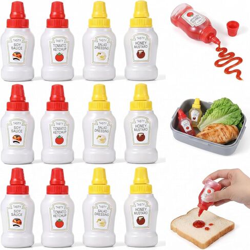 Mini Squeeze Bottles for Sauces 12 Pcs Mini Ketchup Bottles, Small Condiment Squeeze Bottle Set Plastic Portable Mini-Sauce Bottle for Adults Adults Picnic Soy Sauce Honey Salad Dressing in Kuwait