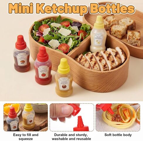 Mini Squeeze Bottles for Sauces 12 Pcs Mini Ketchup Bottles, Small Condiment Squeeze Bottle Set Plastic Portable Mini-Sauce Bottle for Adults Adults Picnic Soy Sauce Honey Salad Dressing in Kuwait