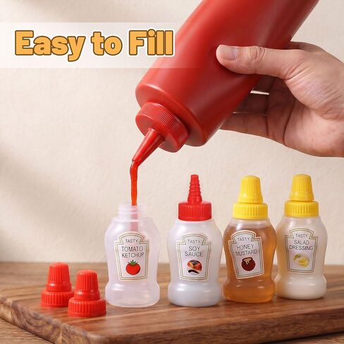 Mini Squeeze Bottles for Sauces 12 Pcs Mini Ketchup Bottles, Small Condiment Squeeze Bottle Set Plastic Portable Mini-Sauce Bottle for Adults Adults Picnic Soy Sauce Honey Salad Dressing in Kuwait