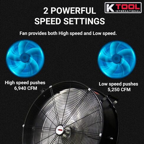 K Tool International 2 Pack Drum Fan 24 Inch Direct Drive Industrial Tilting in Kuwait