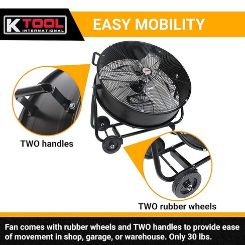 K Tool International 2 Pack Drum Fan 24 Inch Direct Drive Industrial Tilting in Kuwait