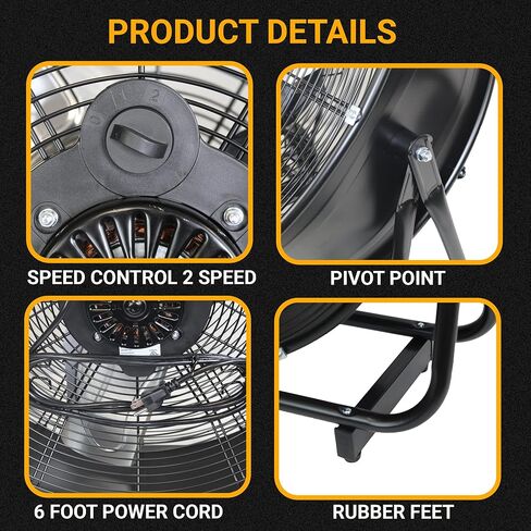 K Tool International 2 Pack Drum Fan 24 Inch Direct Drive Industrial Tilting in Kuwait