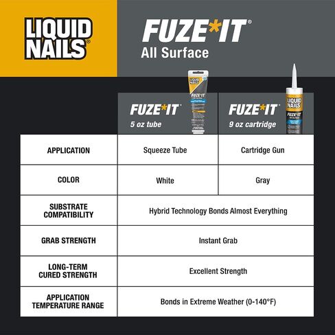 Liquid Nails Fuze*It All Surface Construction Adhesive (LN-2000W), 5 oz in Kuwait