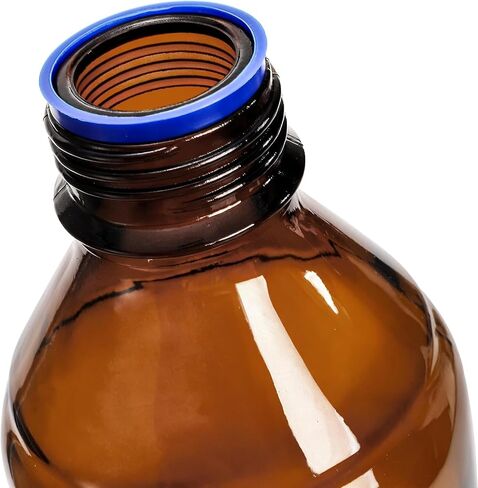 Yopay 4 Pack Media Storage Bottles, 1000 ml Amber Borosilicate Glass Graduated Bottles, Brown Leak Proof Round Scientific Container for Labs Water Reagent Liquids Classrooms or Home Use in Kuwait