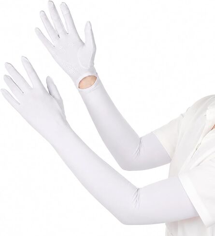Sun Gloves for Women Uv Protection, Cooling White Driving Gloves Women UV Protection for Outdoor Sports, Non Slip Full Finger Protect Arm Glove for Cycling Fishing Golf in Kuwait