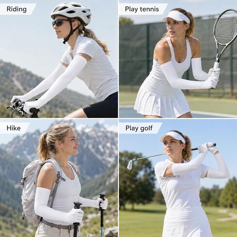 Sun Gloves for Women Uv Protection, Cooling White Driving Gloves Women UV Protection for Outdoor Sports, Non Slip Full Finger Protect Arm Glove for Cycling Fishing Golf in Kuwait