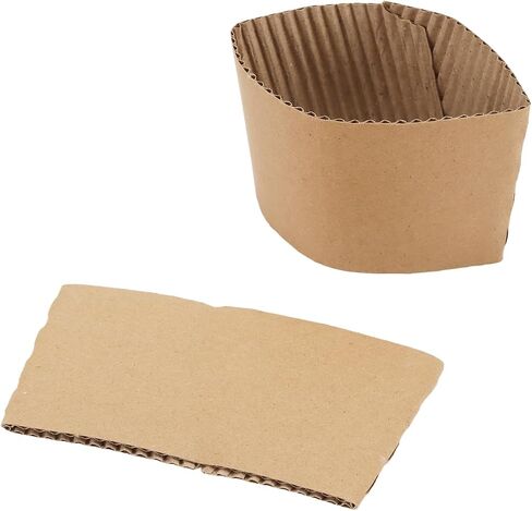 SOUJAP 400 PCS Coffee Cup Sleeves, 8 oz Disposable Kraft Paper Cup Sleeves Hot Drinks for Home, Office, Coffee shop, Brown in Kuwait