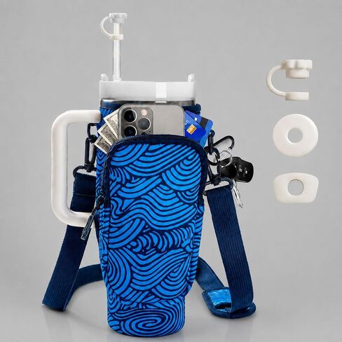 1PC 40oz Cup Bag - On-the-go Cup Holder with Strap and Pocket Comes with 3 Accessories, SEAWAVE in Kuwait