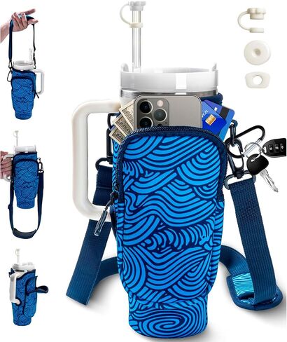 1PC 40oz Cup Bag - On-the-go Cup Holder with Strap and Pocket Comes with 3 Accessories, SEAWAVE in Kuwait
