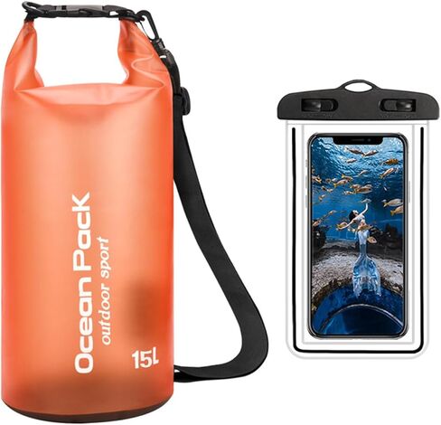 15L Waterproof Dry Bag- Roll-Top Backpack - suitable Kayaking, Hiking, Case for Boating, Camping, Fishing-rose red in Kuwait
