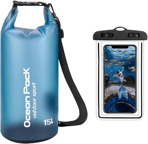 15L Waterproof Dry Bag- Roll-Top Backpack - suitable Kayaking, Hiking, Case for Boating, Camping, Fishing-rose red in Kuwait