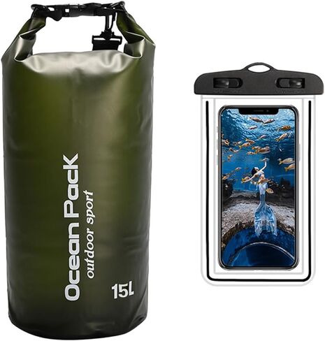 15L Waterproof Dry Bag- Roll-Top Backpack - suitable Kayaking, Hiking, Case for Boating, Camping, Fishing-rose red in Kuwait