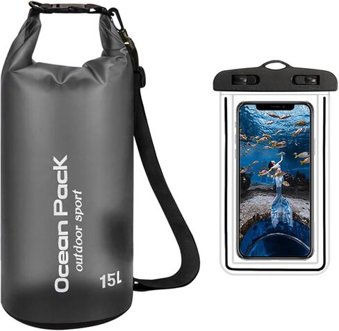 15L Waterproof Dry Bag- Roll-Top Backpack - suitable Kayaking, Hiking, Case for Boating, Camping, Fishing-rose red in Kuwait
