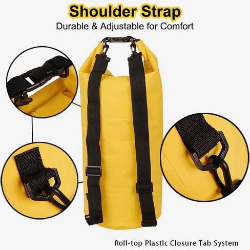 Waterproof Dry Bag, 25L Roll Top Waterproof Backpack Sack Keeps Gear Dry, Lightweight Storage Bag Backpack for Travel Swimming Boating Kayaking Paddle Board Camping Beach Accessories, Yellow in Kuwait