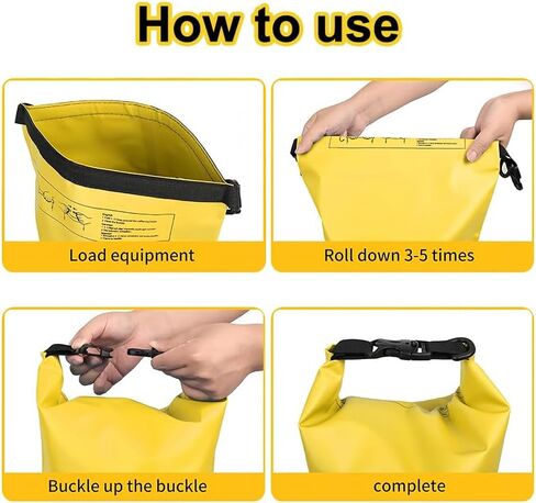 Waterproof Dry Bag, 25L Roll Top Waterproof Backpack Sack Keeps Gear Dry, Lightweight Storage Bag Backpack for Travel Swimming Boating Kayaking Paddle Board Camping Beach Accessories, Yellow in Kuwait