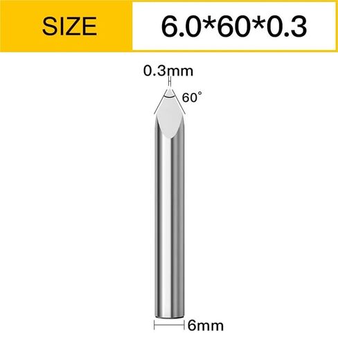 Vsharp 3 Edges 6mm Carbide V-Shape Engraving Bit TriangularMilling Cutter Wood Acrylic PVC Jade Metal CNC Tool Engraving Carving(6x60Deg.x0.3) in Kuwait