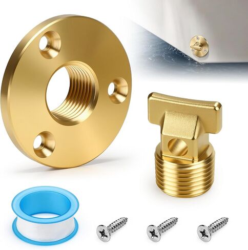 Linkstyle Boat Garboard Drain Plug: Solid Brass Marine Drain Plug Kit with 1/2" NPT Thread, Transom Drain Plug Replacement for Bilge, Livewell and Boat Drain Holes in Saudi Arabia