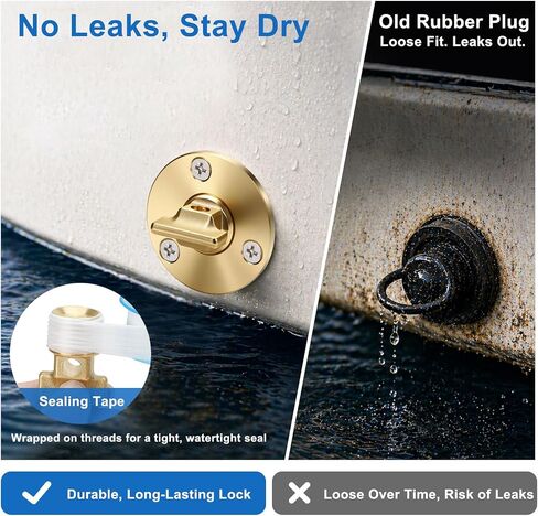 Linkstyle Boat Garboard Drain Plug: Solid Brass Marine Drain Plug Kit with 1/2" NPT Thread, Transom Drain Plug Replacement for Bilge, Livewell and Boat Drain Holes in Saudi Arabia