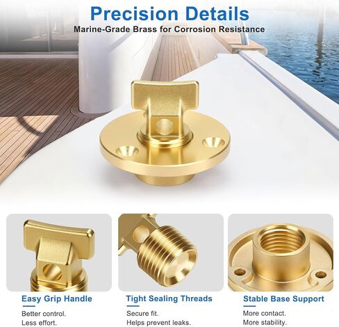 Linkstyle Boat Garboard Drain Plug: Solid Brass Marine Drain Plug Kit with 1/2" NPT Thread, Transom Drain Plug Replacement for Bilge, Livewell and Boat Drain Holes in Saudi Arabia