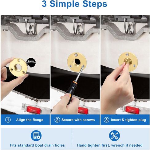 Linkstyle Boat Garboard Drain Plug: Solid Brass Marine Drain Plug Kit with 1/2" NPT Thread, Transom Drain Plug Replacement for Bilge, Livewell and Boat Drain Holes in Saudi Arabia
