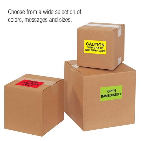Tape Logic Aviditi Tape Logic 3" x 5","Open This Side Only" Fluorescent Red Warning Sticker, for Shipping, Handling, Packing, and Moving (1 Roll of 500 Labels) in Saudi Arabia