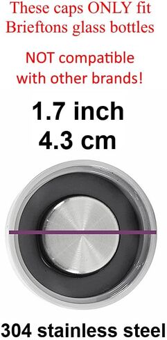 Brieftons Glass Bottles's Lids, Pack of 2 Stainless Steel Caps, Compatible ONLY with Brieftons Glass Bottles in Saudi Arabia
