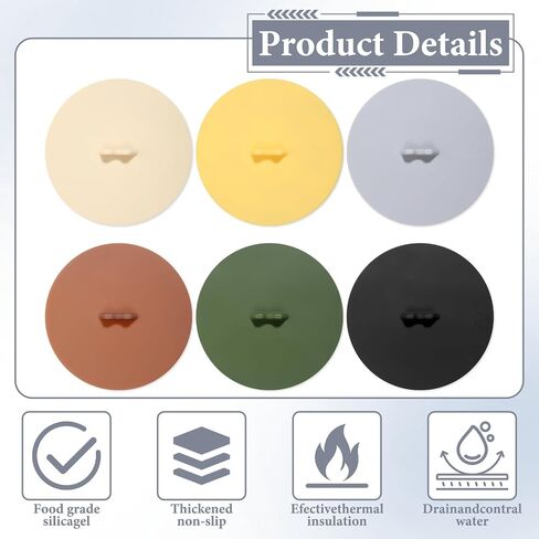 6Pcs Mug Cover, Silicone Cup Covers, Silicone Cups Lids Reusable Coffee Mug Lid, Colored Universal Cupping Lids Drink Covers for Mugs Tea Cups Coffee Cup(Style A) in Saudi Arabia