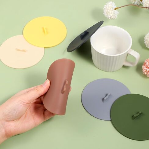 6Pcs Mug Cover, Silicone Cup Covers, Silicone Cups Lids Reusable Coffee Mug Lid, Colored Universal Cupping Lids Drink Covers for Mugs Tea Cups Coffee Cup(Style A) in Saudi Arabia