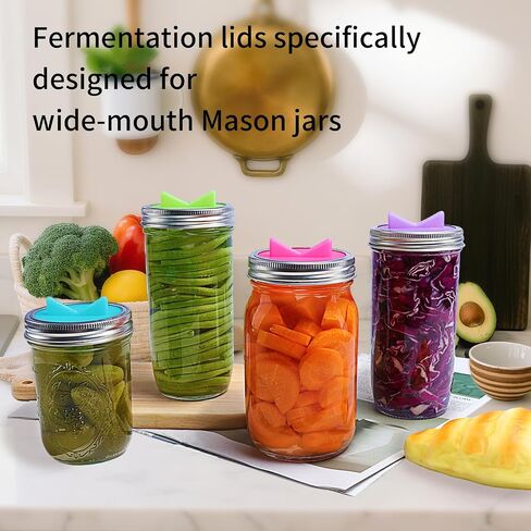 8 Pcs Mason Jar Fermentation Lids, silicone Fermenter waterless AirLock lids for 86mm Wide Mouth Mason Jar in Saudi Arabia