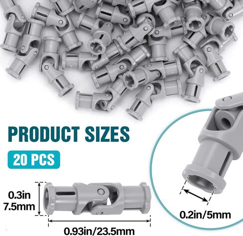 20 Pcs Grey Universal U Joint 3L Lot Pack, Plastic Shaft Connector for Robot Block, Joints for Robotics Advanced Building Motor EV3 NXT Part Numbers 61903 62520c01 in Kuwait