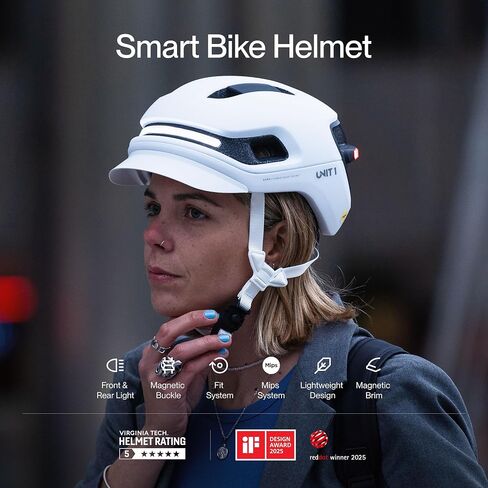 UNIT 1 Aura Smart Bike Helmet (Medium) Bundle with Wireless Handlebar Remote | MIPS + NTA-8776 E-Bike Certified | Integrated Turn Signals & Brake Light | Crash Detection | USB-C Rechargeable in Kuwait