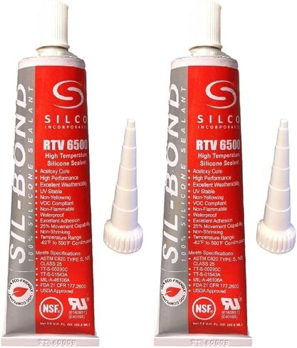 Silco Incorporated RTV 6500 Sil-Bond 2.8 fl.oz High Temperature Silicone Adhesive, Red (2) in Saudi Arabia