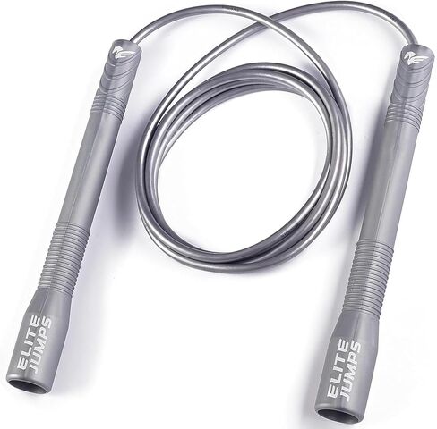 Elite Jumps Fit Plus Pro Freestyle PVC، حبل نط الحبل 4 مم، القلب، طول قابل للتعديل 10 أقدام مع مقابض معززة 8 بوصات، قبضة غير قابلة للانزلاق للتمرين في صالة الألعاب الرياضية، والرياضة المدرسية، واستخدام المبتدئين in Kuwait