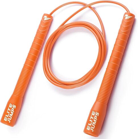 Elite Jumps Fit Plus Pro Freestyle PVC، حبل نط الحبل 4 مم، القلب، طول قابل للتعديل 10 أقدام مع مقابض معززة 8 بوصات، قبضة غير قابلة للانزلاق للتمرين في صالة الألعاب الرياضية، والرياضة المدرسية، واستخدام المبتدئين in Kuwait