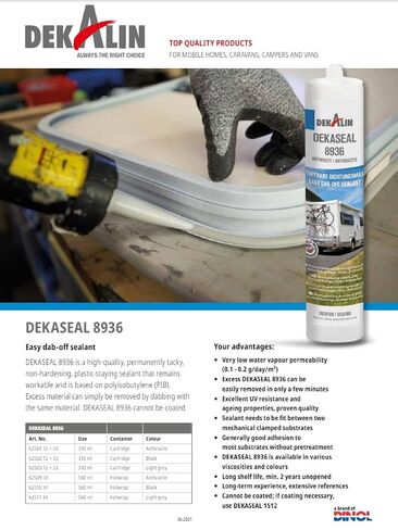 DEKALIN Dekaseal 8936 310ml Cartridge Plastic-Elastic Black Sealant/Adhesive 1 Tube in Kuwait