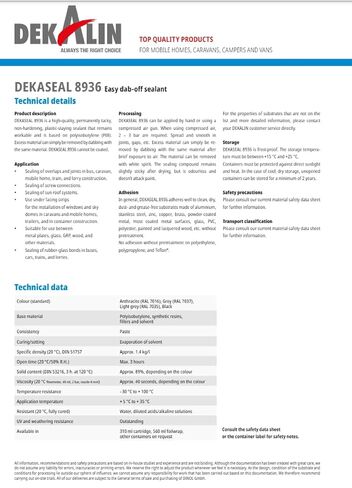 DEKALIN Dekaseal 8936 310ml Cartridge Plastic-Elastic Black Sealant/Adhesive 1 Tube in Kuwait
