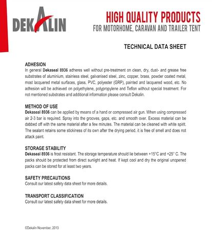 DEKALIN Dekaseal 8936 310ml Cartridge Plastic-Elastic Black Sealant/Adhesive 1 Tube in Kuwait
