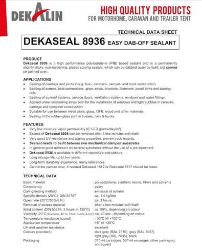 DEKALIN Dekaseal 8936 310ml Cartridge Plastic-Elastic Black Sealant/Adhesive 1 Tube in Kuwait