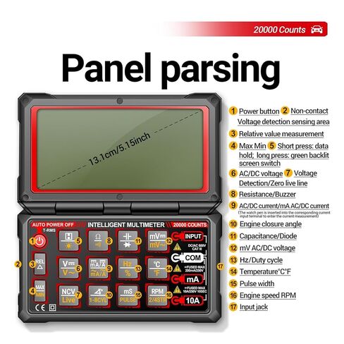 623 Car Multimeter Digital Multimeter 20000 Counts Engine Dwell Angle Measure Detection AC/DC in Kuwait
