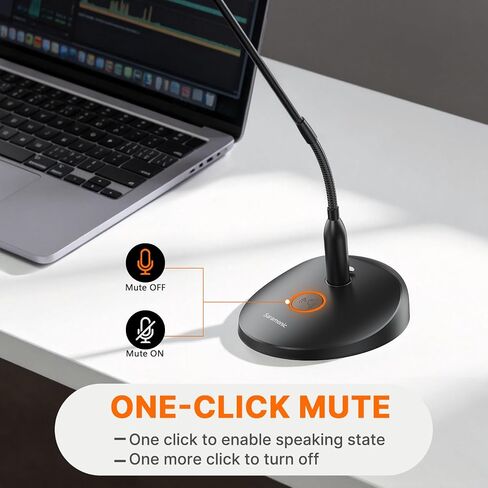 سارامونيك GM18CU 18 بوصة ميكروفون قلبي الشكل مع قاعدة USB وزر تحكم وسماعة رأس (USB C) in Kuwait