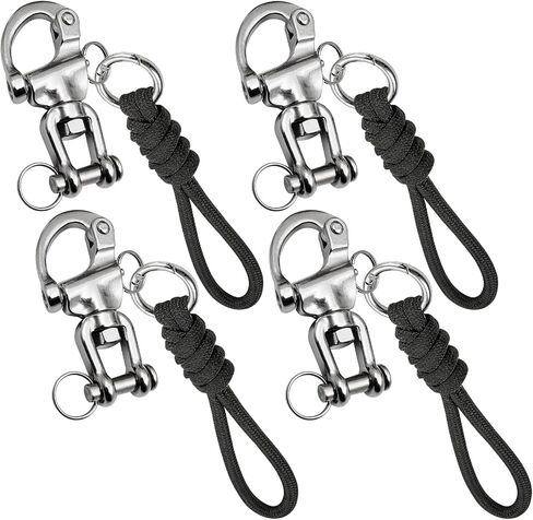 316 Stainless Steel Quick Release Shackle with Lanyard, 2 Pack Marine Grade Swivel Snap Hook for Sailing Halyard, Boat Ropes, Cargo Tie Down, Tents, Outdoor Use in Kuwait