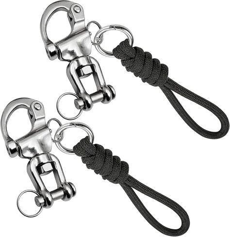 316 Stainless Steel Quick Release Shackle with Lanyard, 2 Pack Marine Grade Swivel Snap Hook for Sailing Halyard, Boat Ropes, Cargo Tie Down, Tents, Outdoor Use in Kuwait