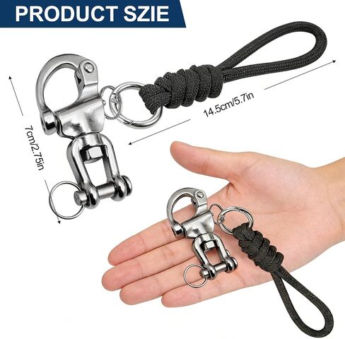 316 Stainless Steel Quick Release Shackle with Lanyard, 2 Pack Marine Grade Swivel Snap Hook for Sailing Halyard, Boat Ropes, Cargo Tie Down, Tents, Outdoor Use in Kuwait