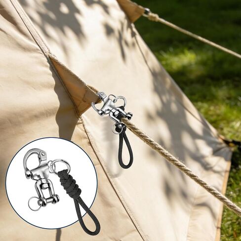 316 Stainless Steel Quick Release Shackle with Lanyard, 2 Pack Marine Grade Swivel Snap Hook for Sailing Halyard, Boat Ropes, Cargo Tie Down, Tents, Outdoor Use in Kuwait
