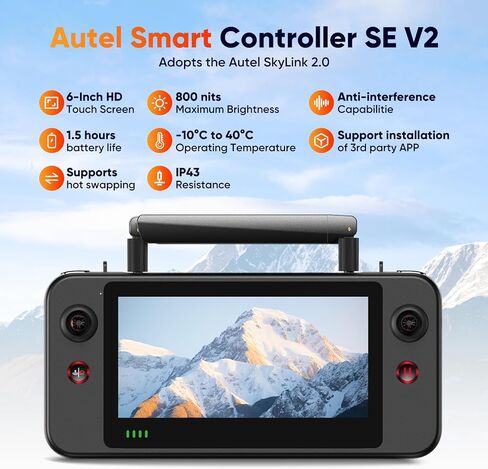 حزمة Autel Robotics EVO Lite 640T Enterprise Bundle، 640x512 T~hermal&1/2'' CMOS 48MP V~isible C-a-mera، تقريب رقمي 1-16x، التعرف على أهداف AI، ناقل حركة 12 كم، 866 جرام خفيف الوزن، 40 دقيقة كحد أقصى in Kuwait