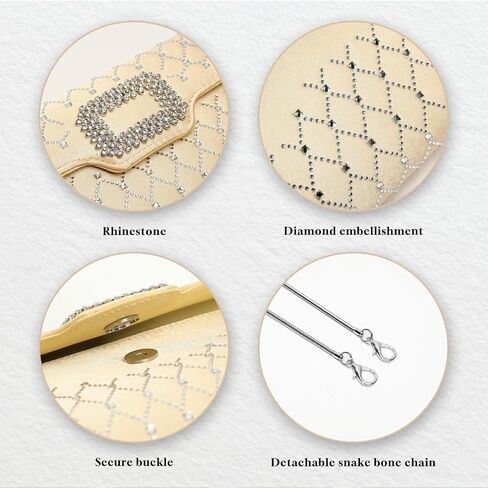 Clutch Purses for Women Dressy, Formal Evening Prom Bags Rhinestone Pu Leather Handbags for Wedding Party Cocktail in Saudi Arabia