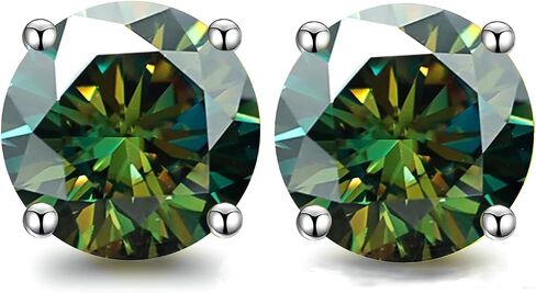 Green Stud Earrings for Women 1+1CT Moissnaite S925 Silver Jewelry Gift with Gift Box in Saudi Arabia