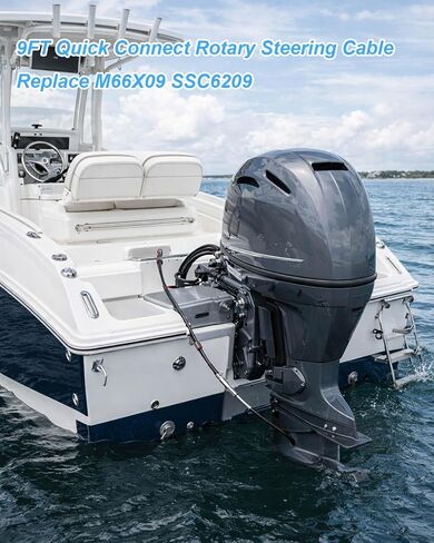 9FT Quick Connect Rotary Steering Cable Replace M66X09 SSC6209, Low Friction Marine Steering Cable for Boat Precise Control in Kuwait