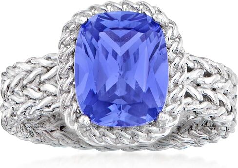 Ross-Simons 4.20 Carat Simulated Tanzanite Basketweave Ring in Sterling Silver. Size 9 in Saudi Arabia